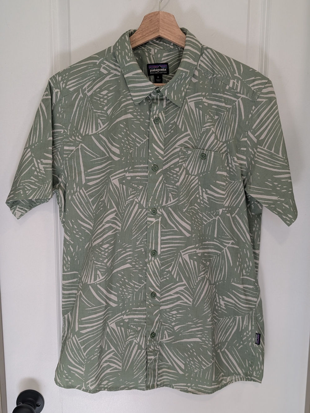 Patagonia Sage Green Short-Sleeve Printed Button-Up Shirt
